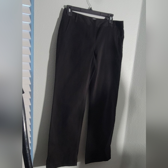 LOFT Black Suede Marisa Cotton Mod Rise bootleg  pants.. size 6 - Picture 2 of 7